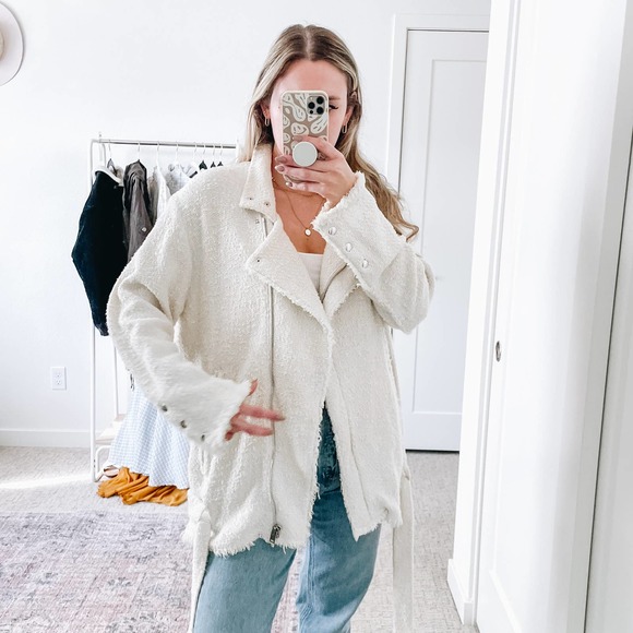 IRO Cream Jacket Dorthea Tweed Moto Jacket - Picture 16 of 16